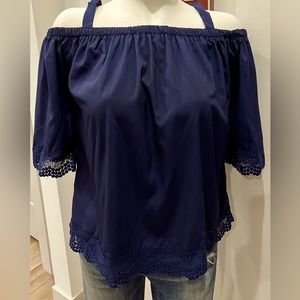 Navy Blue Off the Shoulder Blouse size medium